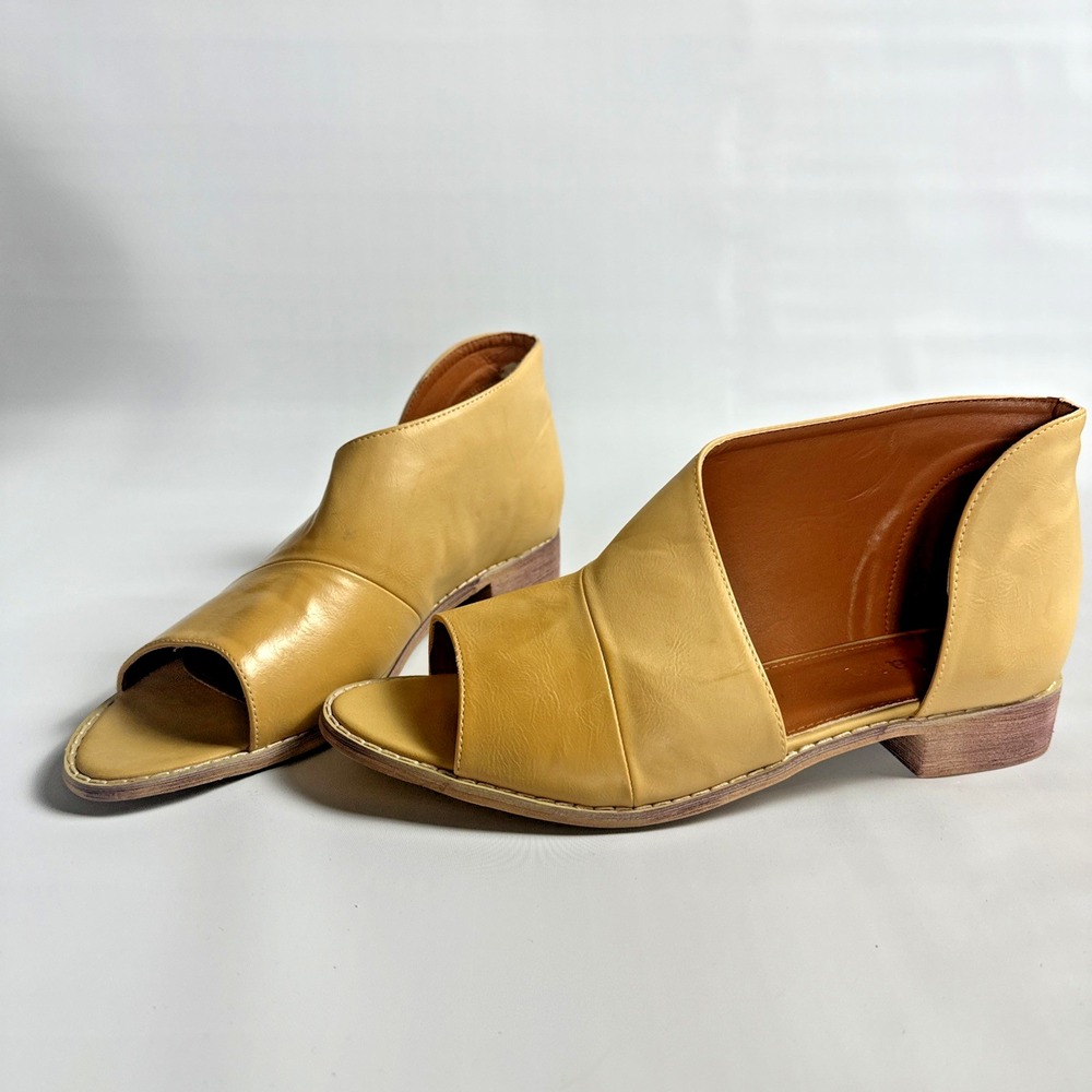 Mata Peep Toe Booties Women's 10 Mustard Yellow Western Cowgirl Boho Festival